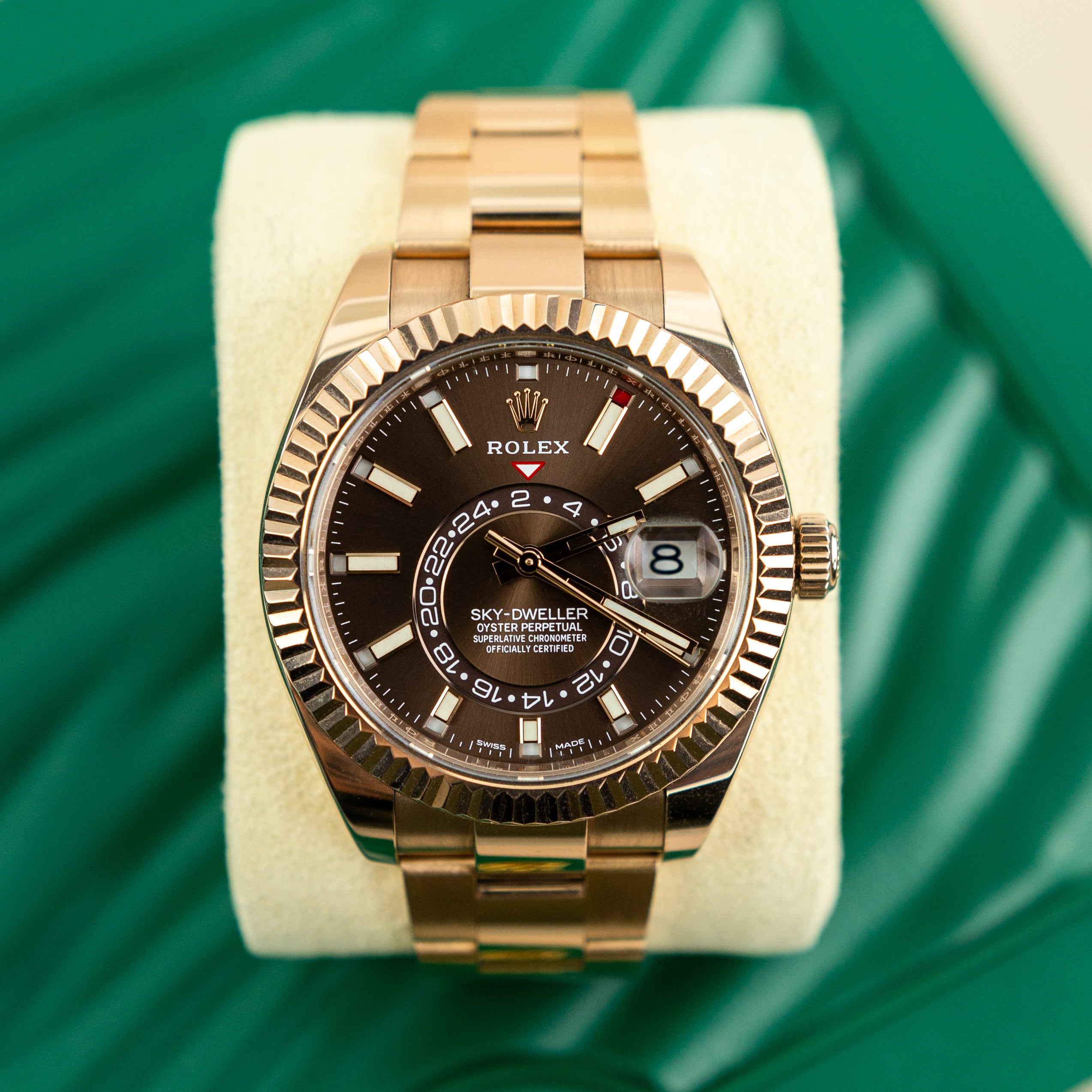 2021 Rose Gold Rolex Sky Dweller Choco Dial Watch m326935 0006