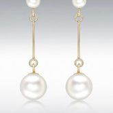 9ct yellow gold pin and pearl drop earrings