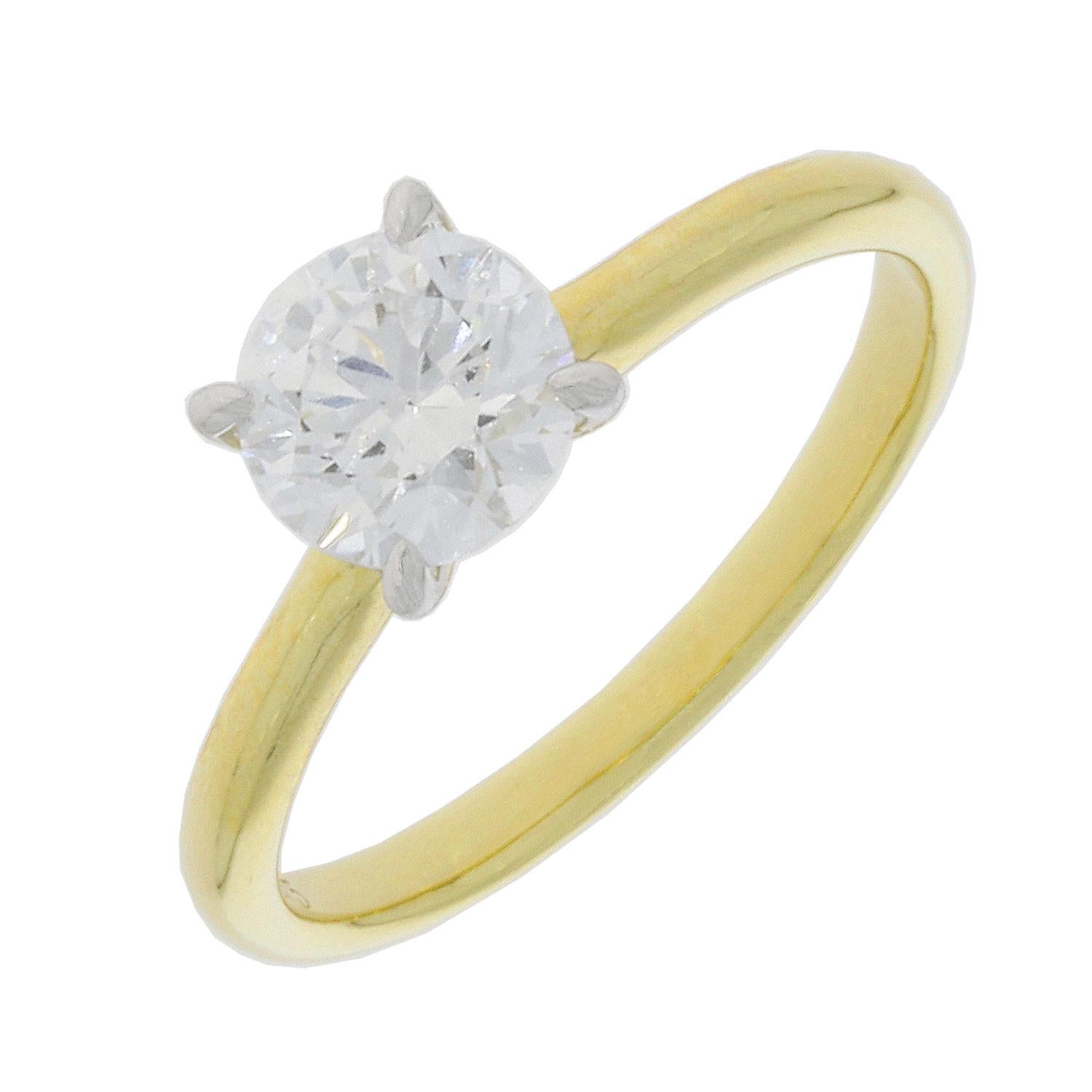 9ct yellow gold round brilliant 1ct D colour lab diamond ring