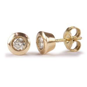 9ct yellow gold round 0.50cttw diamond bezel set stud earrings