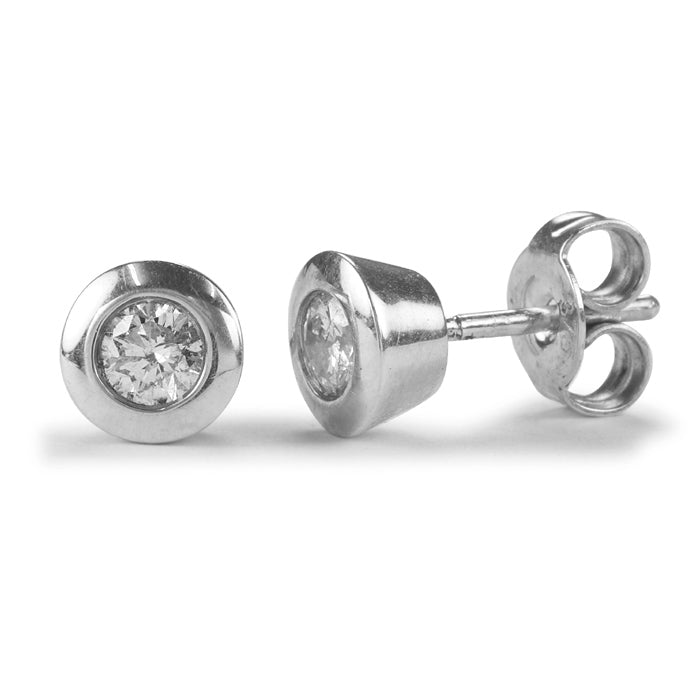 9ct white gold round 0.30cttw diamond bezel set stud earrings