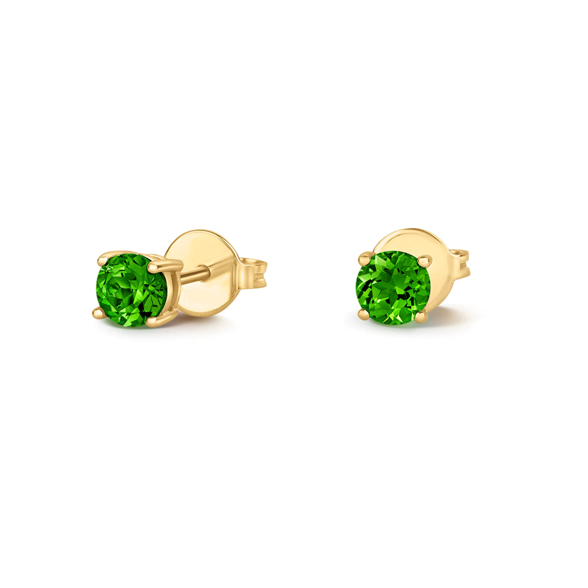 18ct yellow gold round 4 claw set peridot stud earrings