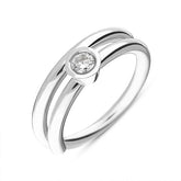 18ct white gold wrap around bezel set diamond ring