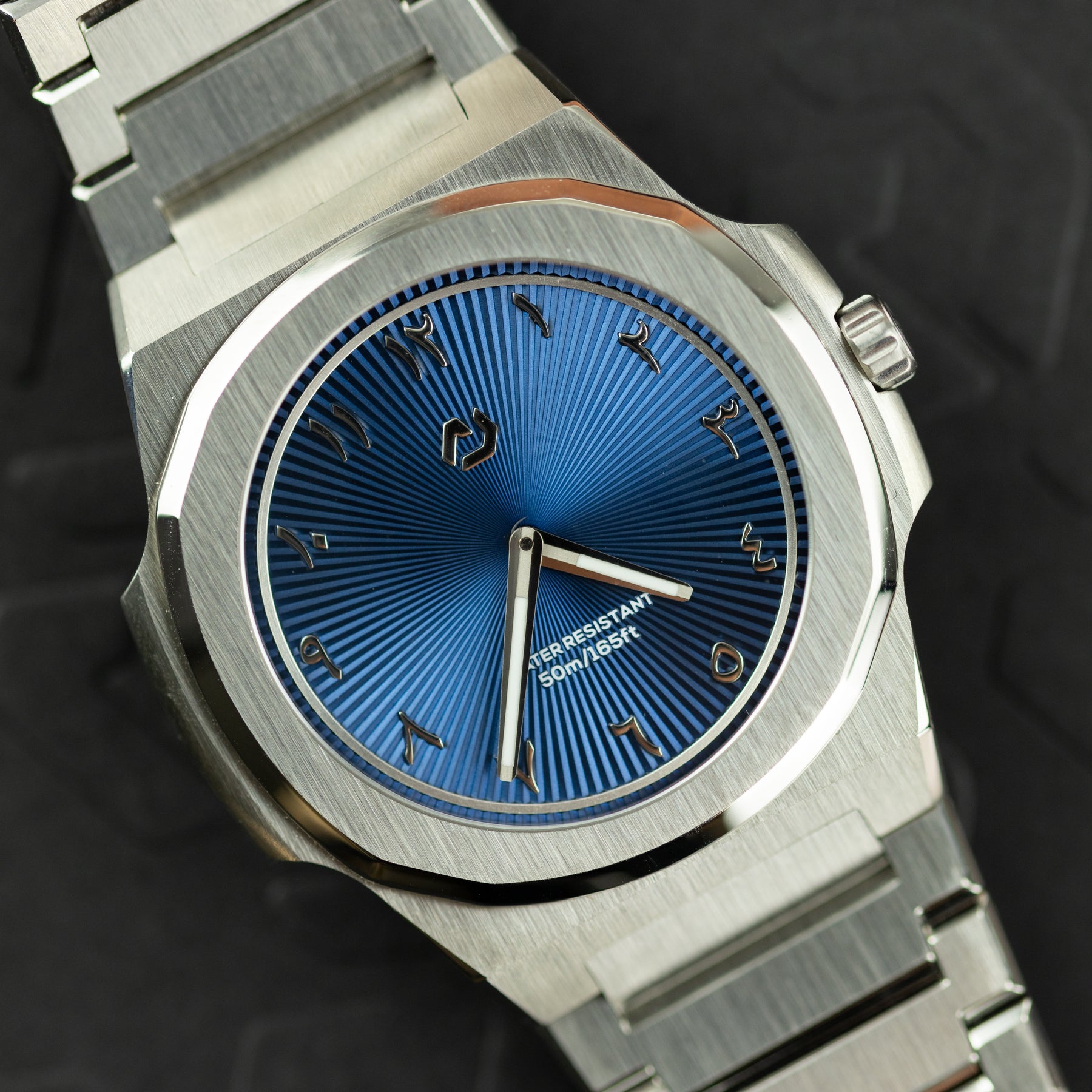 Nuun Official Origen Steel MS Arabic Dial - Blue 38mm at RR Jewellers Yarm UK