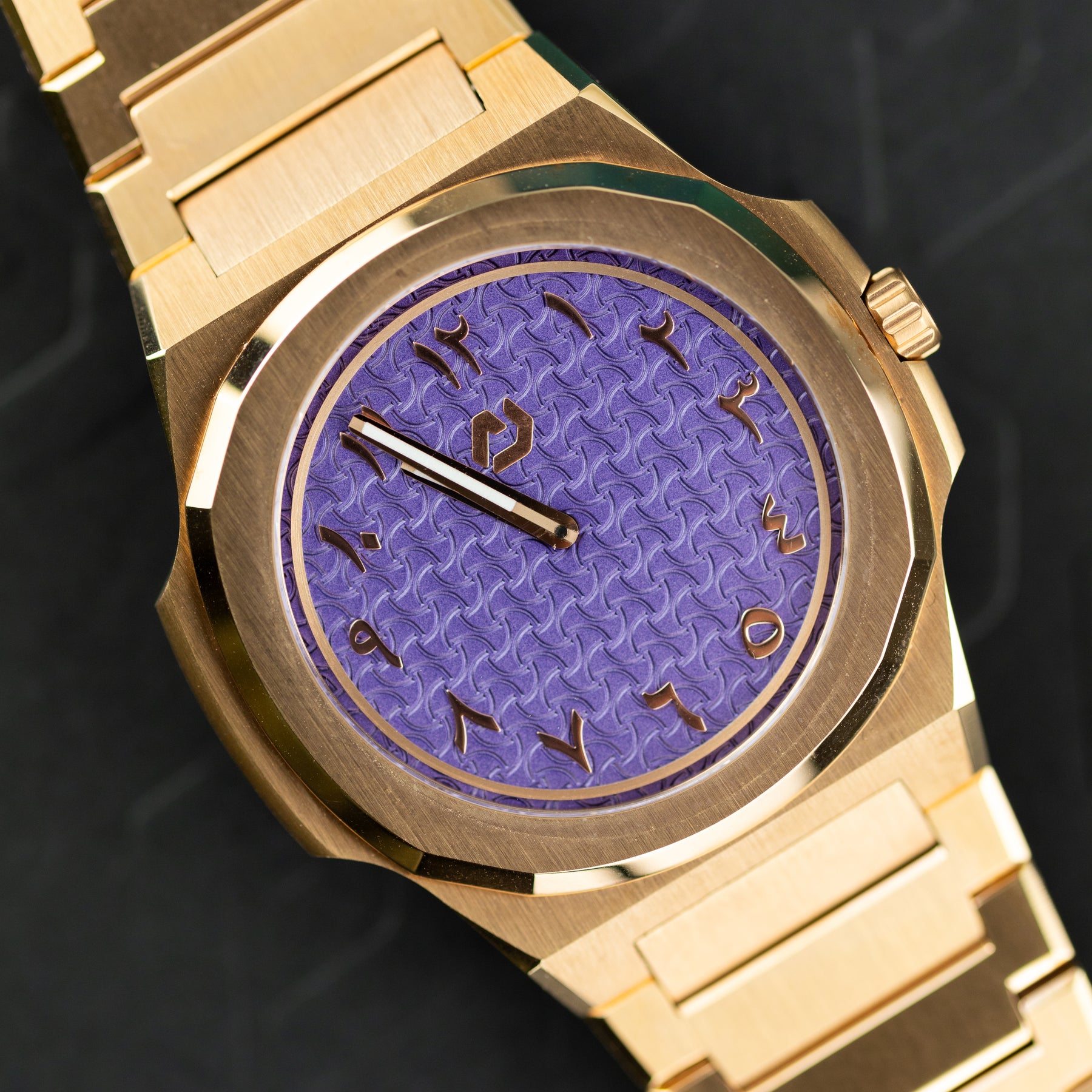 Nuun Official Origen Steel MS Arabic Dial - Purple Haze 38mm available at RR Jewellers Yarm UK