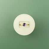 18 Karat Yellow Gold round Amethyst Ring at RR jewellers Yarm UK