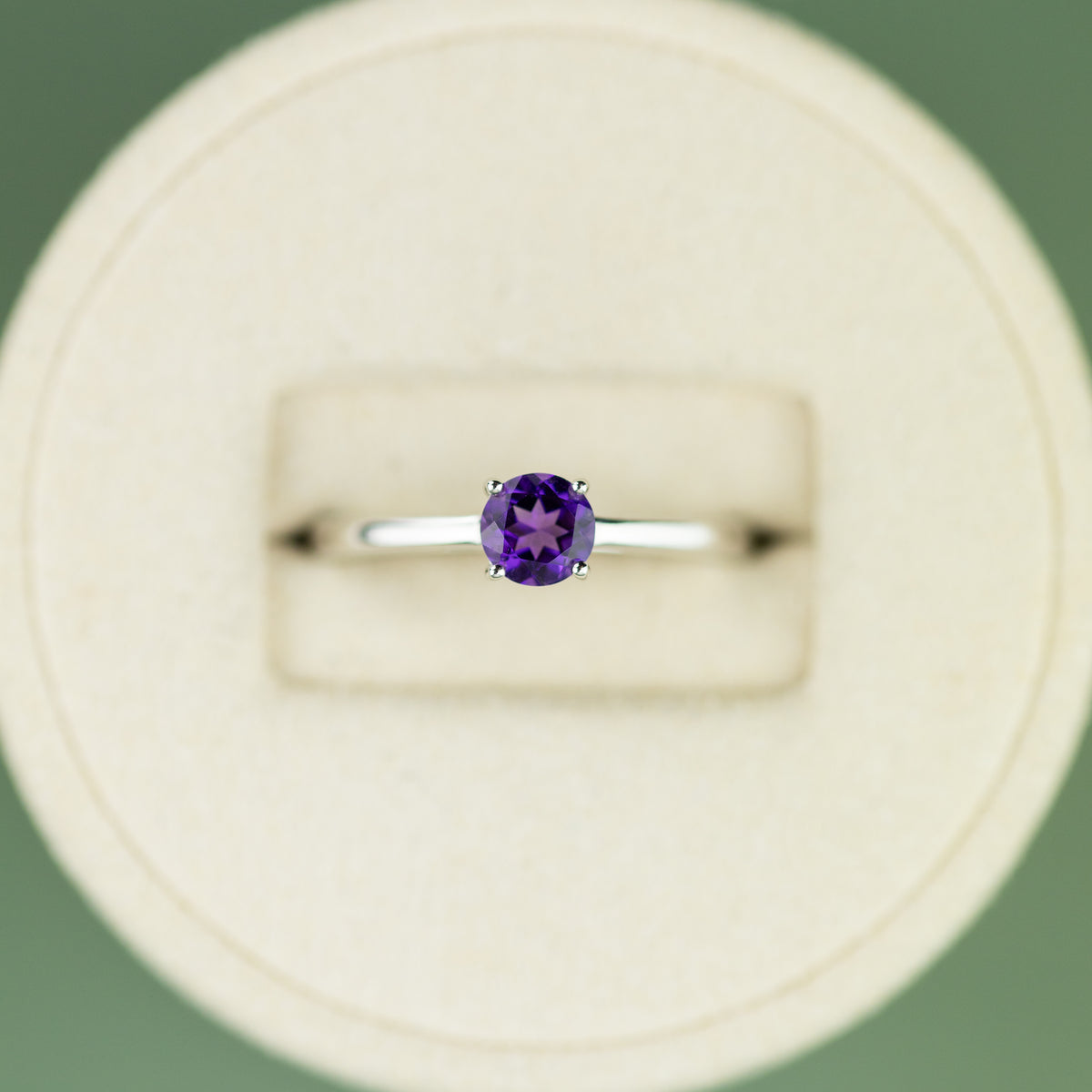 18 Karat White Gold round Amethyst Ring 0.41ct at RR Jewellers Yarm UK