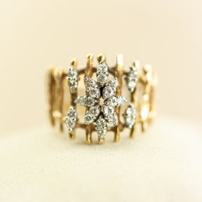 Pre Loved Yellow Gold & Natural Diamond Contemporary Dress Ring at RR Jewellers