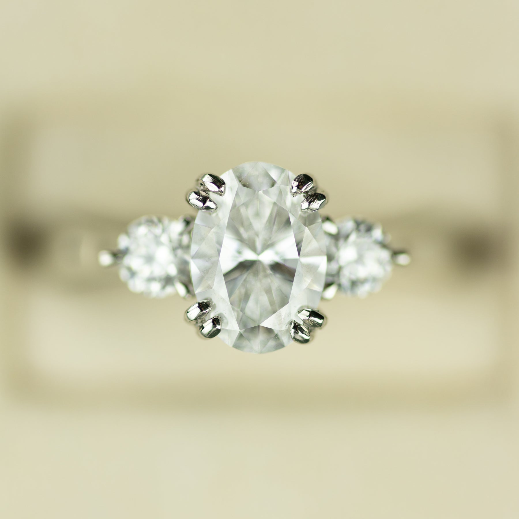 Platinum 1.25ct Oval Diamond Ring with 0.36ct Accents