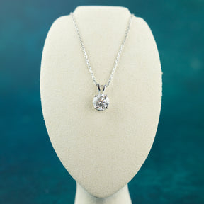 9 Karat White Gold Round Brilliant 2.03ct Lab Diamond Pendant with Split Bale at RR Jewellers UK