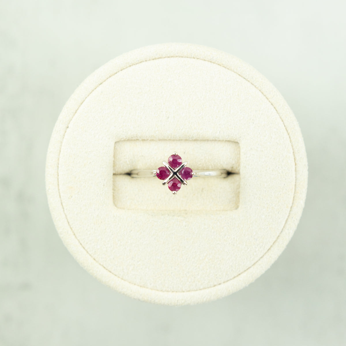 9 Karat White Gold 4 Stone Ruby Ring 