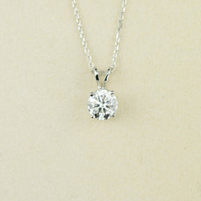 9 Karat White Gold Round Brilliant 2.03ct Lab Diamond Pendant with Split Bale at RR Jewellers UK