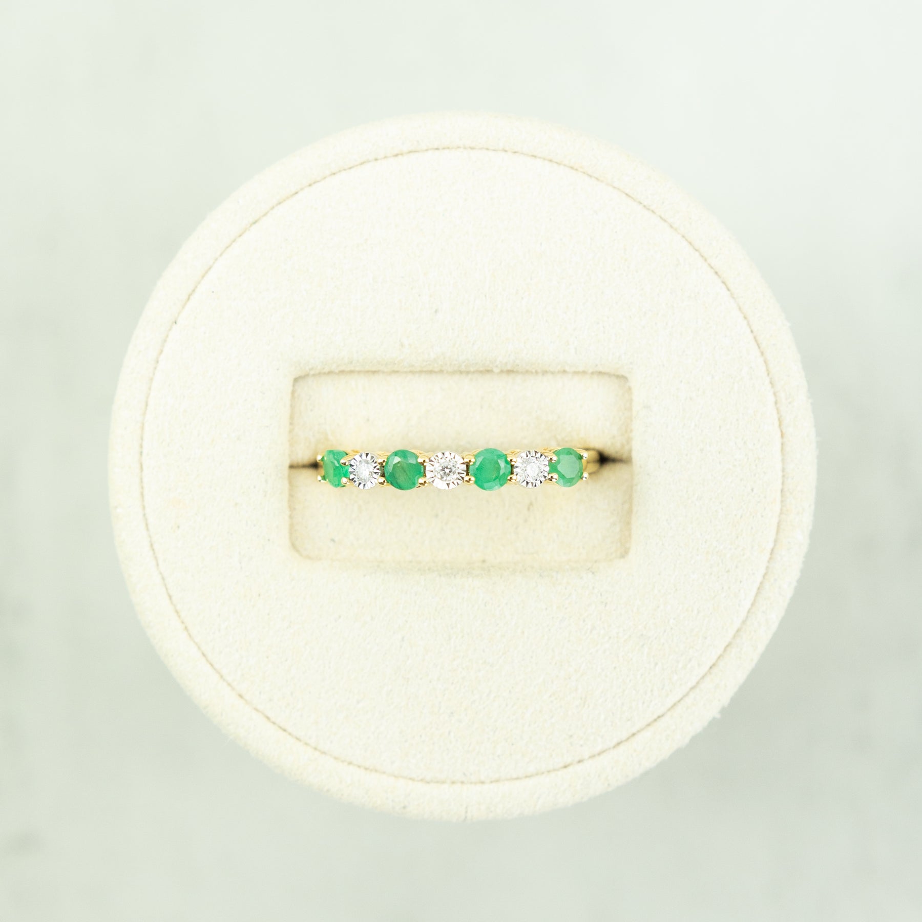 14 Karat Yellow Gold Emerald & Diamond Eternity Ring at RR Jewellers Yarm UK