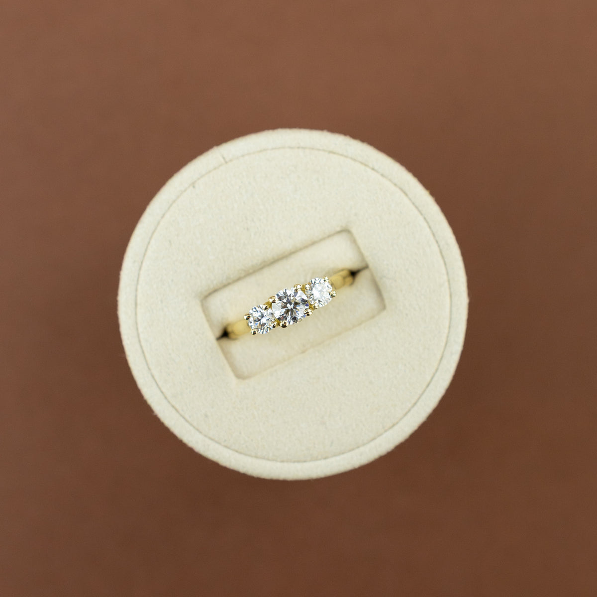 18 Karat Yellow Gold Brilliant Round Trilogy Ring with 1.02ct Diamond at RR Jewellers Yarm